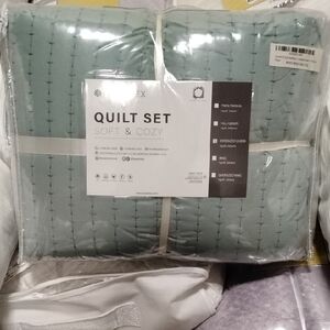 Oversize Queen Quilt Set - Green - 1804-GN-OQ
